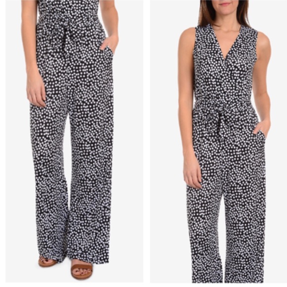 NY Collection Pants - NY Collection Printed Tile -Waist Jumpsuit